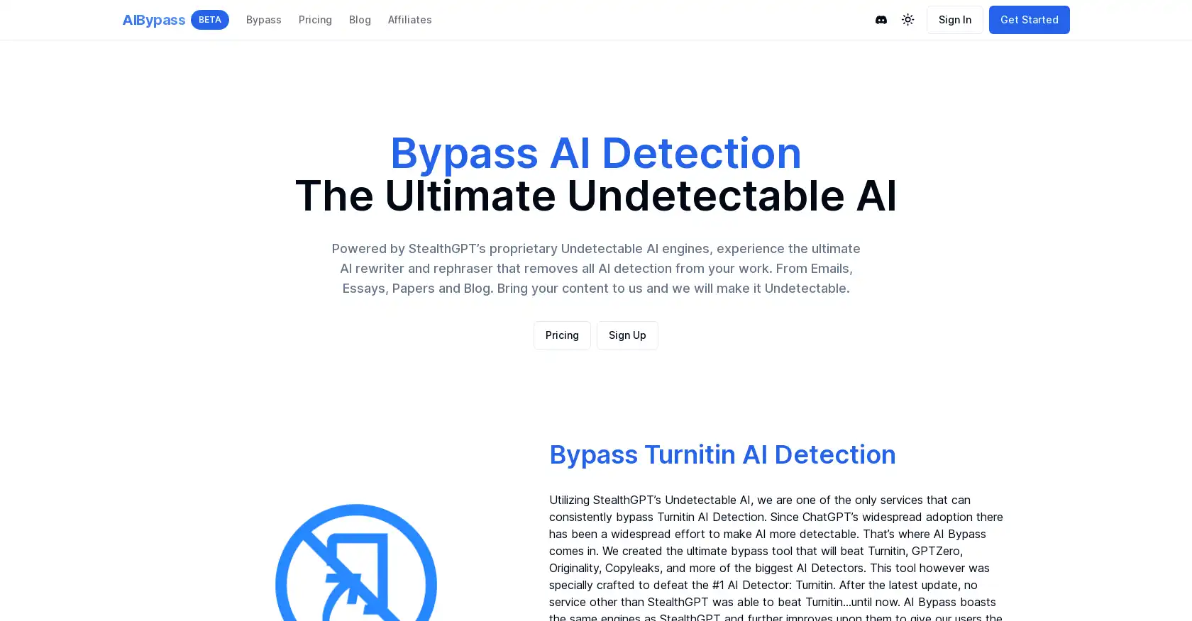 AIBypass - AI tool for Content Creation, Undetectable AI, Detection bypass, Rewriting