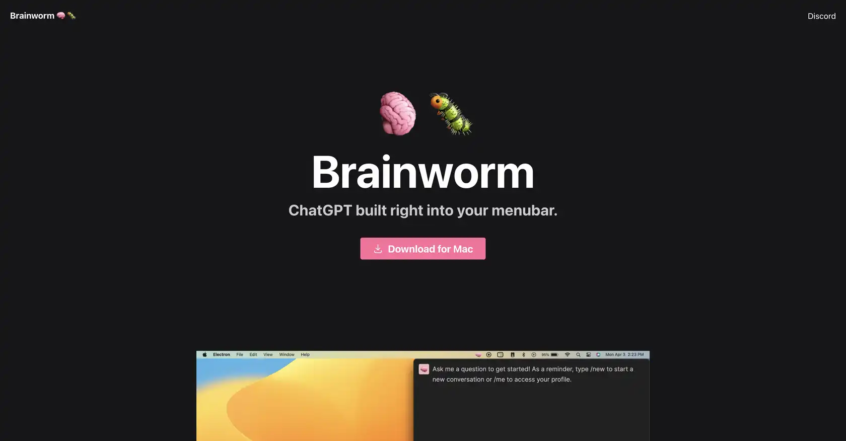 Brainworm App - AI tool for Chatbot, ChatGPT for Mac