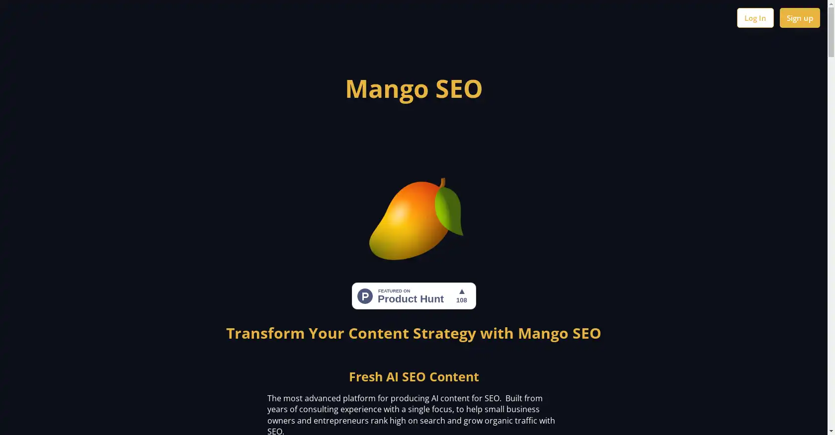 MangoSEO - AI tool for Content Creation, SEO, SEO optimization, Traffic increase, Writing Automation