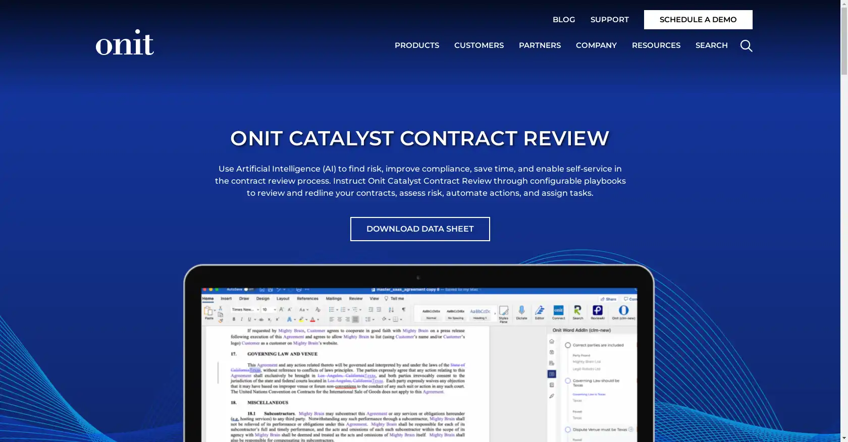 Onit Catalyst - AI tool for Risk reduction, Contract analysis, Risk assessment, Contract Review, Compliance assurance