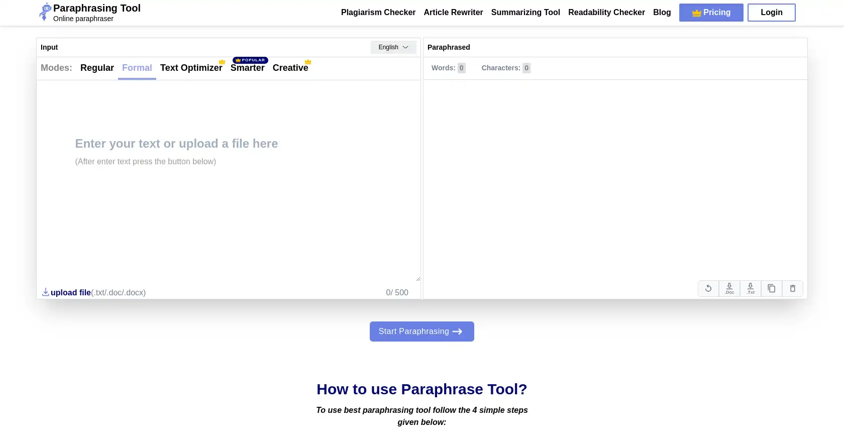 Paraphrasing Tool - AI tool for Copywriting, Paraphrasing, Summarization, Plagiarism detection