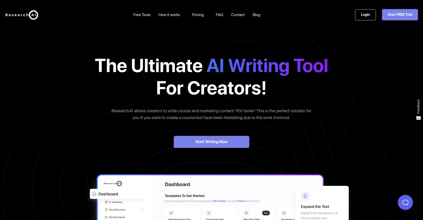 Research AI - AI tool for Content Creation, Marketing, Course Creation, Tutor Assistant