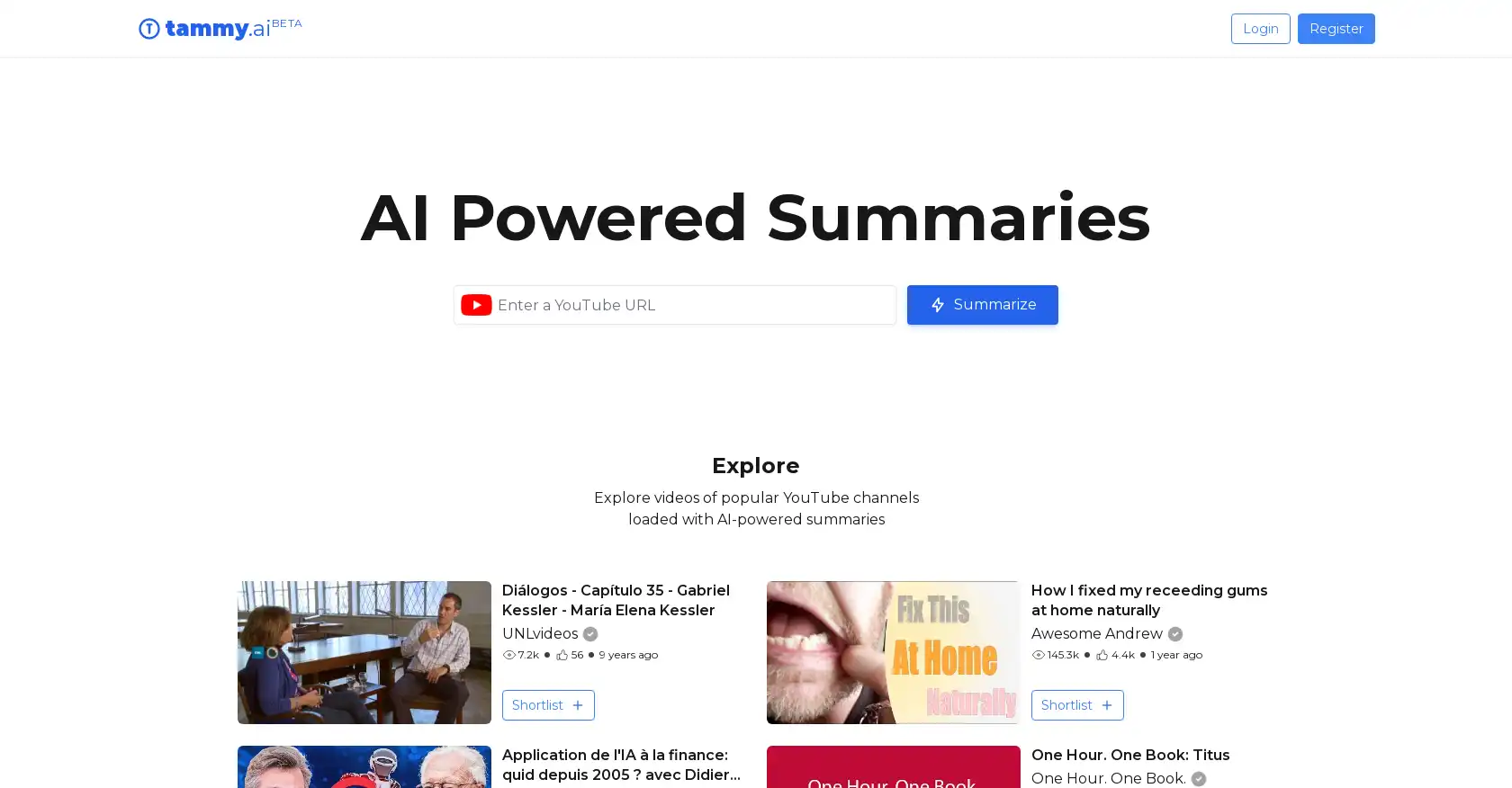 Tammy AI - AI tool for Summarization, Youtube Summary