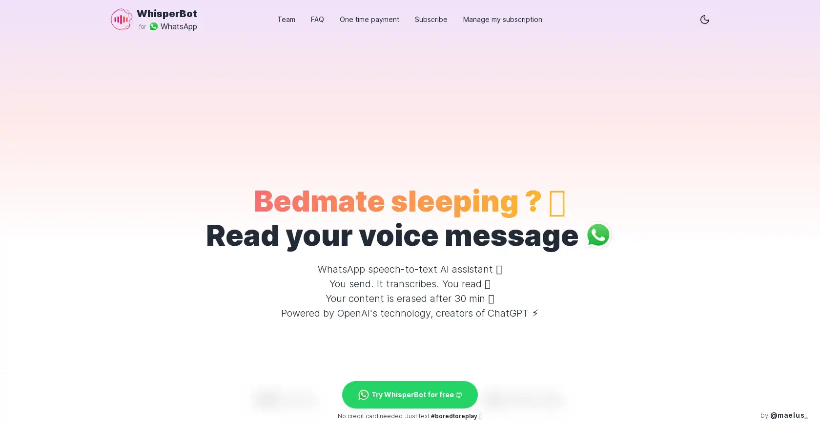 WhisperBot - AI tool for Messaging, Speech-to-text, WhatsApp