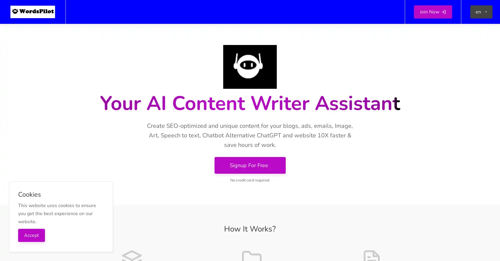 WordsPilot - AI tool for Writing assistant, Content Creation, Title suggestions, Traffic generation